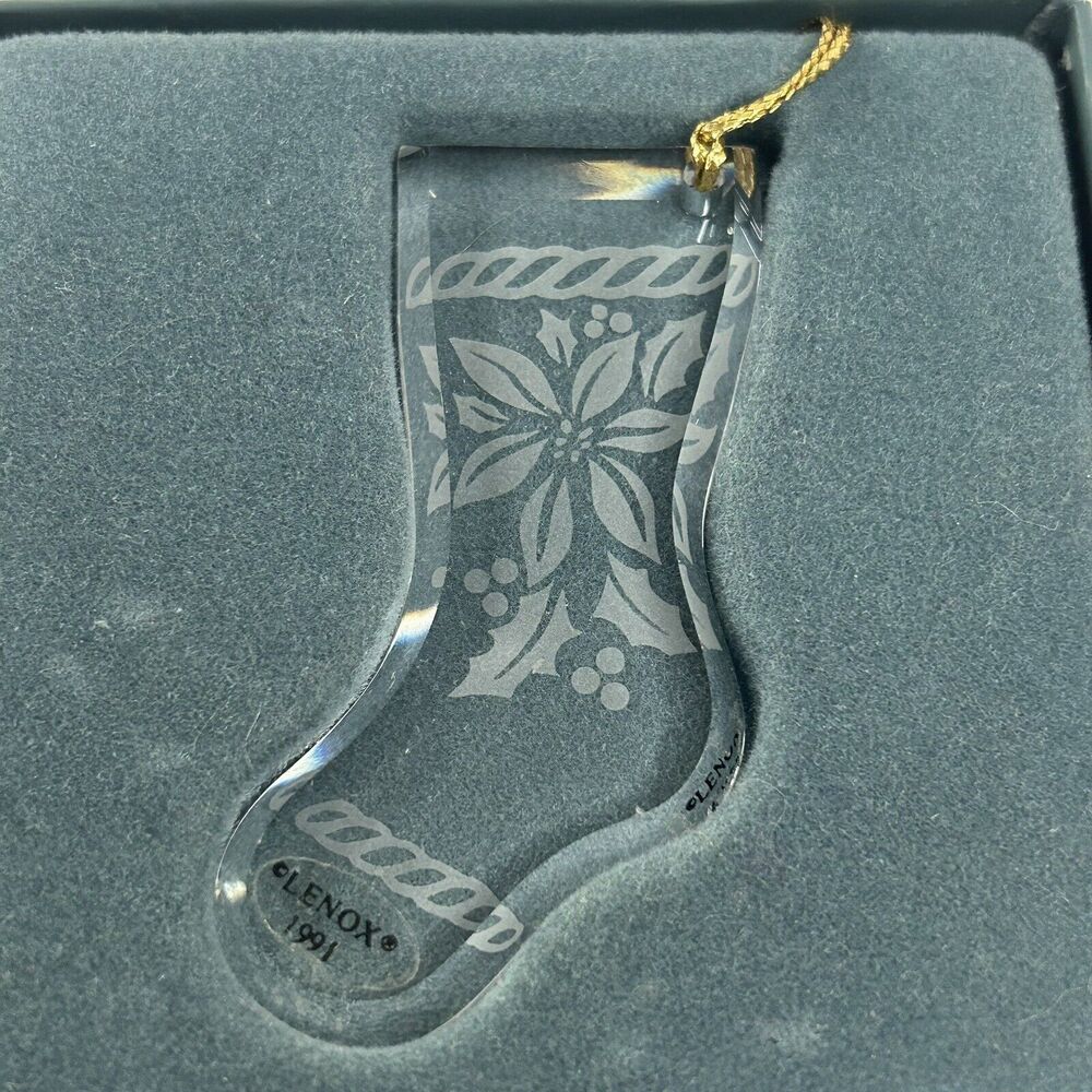 Lenox Crystal Christmas Stocking Ornament 1991 With Box Holidays Vintage 90s